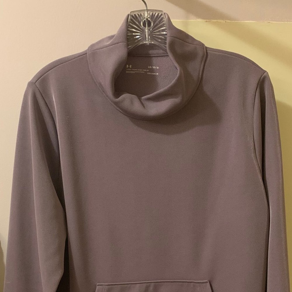 Under Armour Cold Gear Loose Fit Mock Neck Long Sleeve Sweatshirt, Lilac, Size L